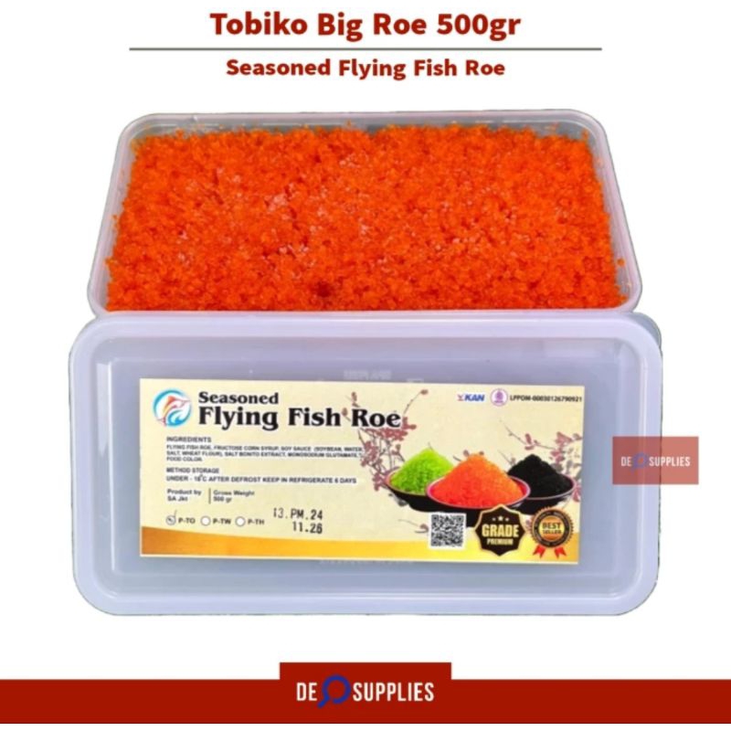 

Tobiko Big Roe 500gr - Telur Ikan Grade A Seasoned Flying Fish Roe Sushi