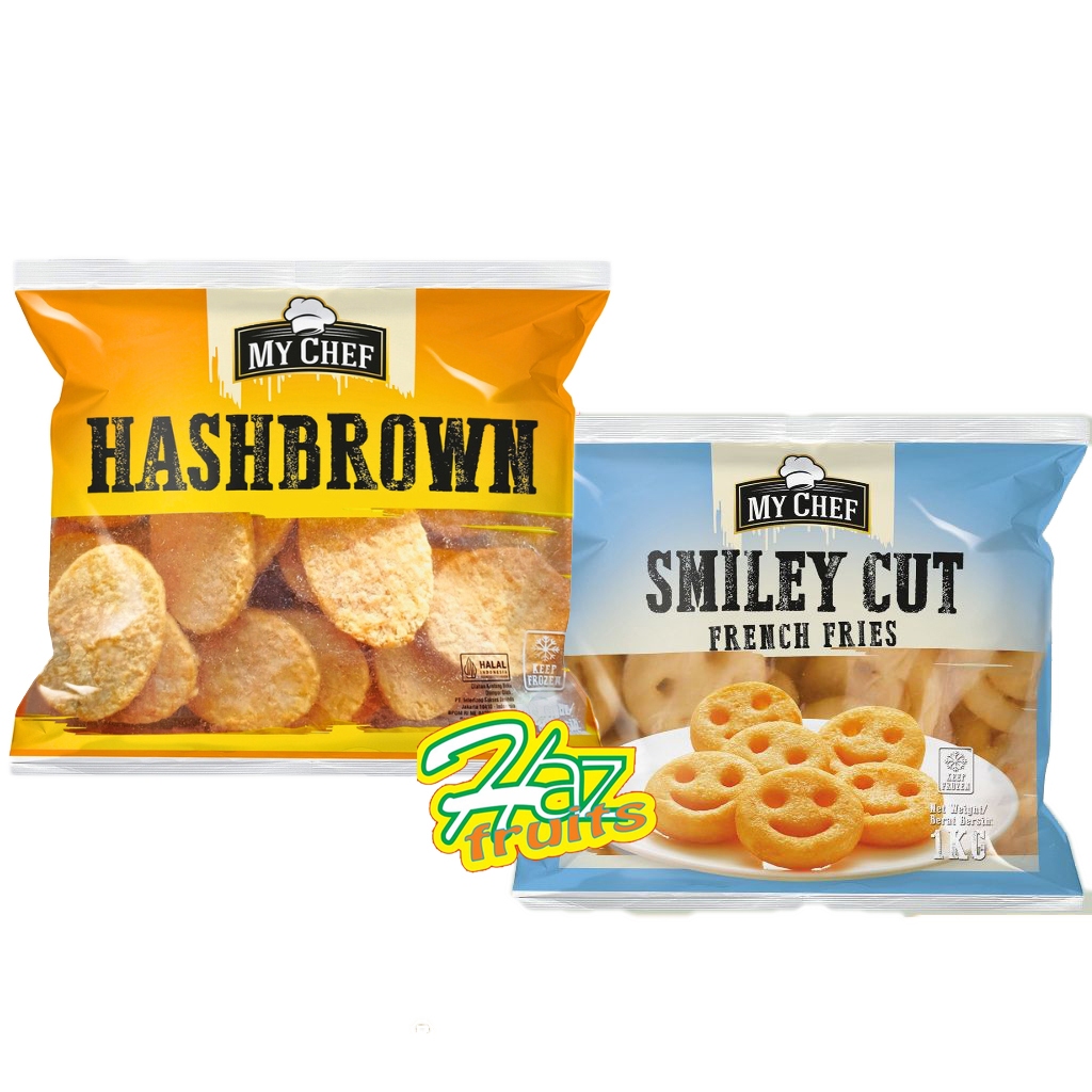 

My Chef Potato Fries Kentang Goreng Hashbrown | Smiley Cut 1Kg