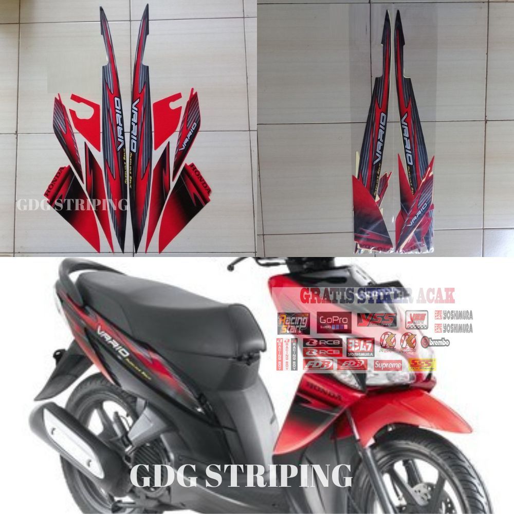 Striping Stiker Motor Honda Vario 110 2006 Merah Murah