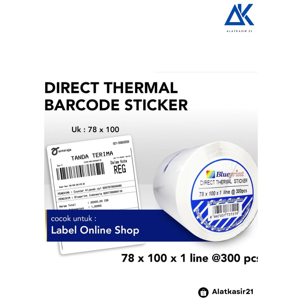 

Kertas Stiker Label Thermal BLUEPRINT 78X100 MM Isi 300 Pcs/Roll 1 Line Terjamin Kualitas