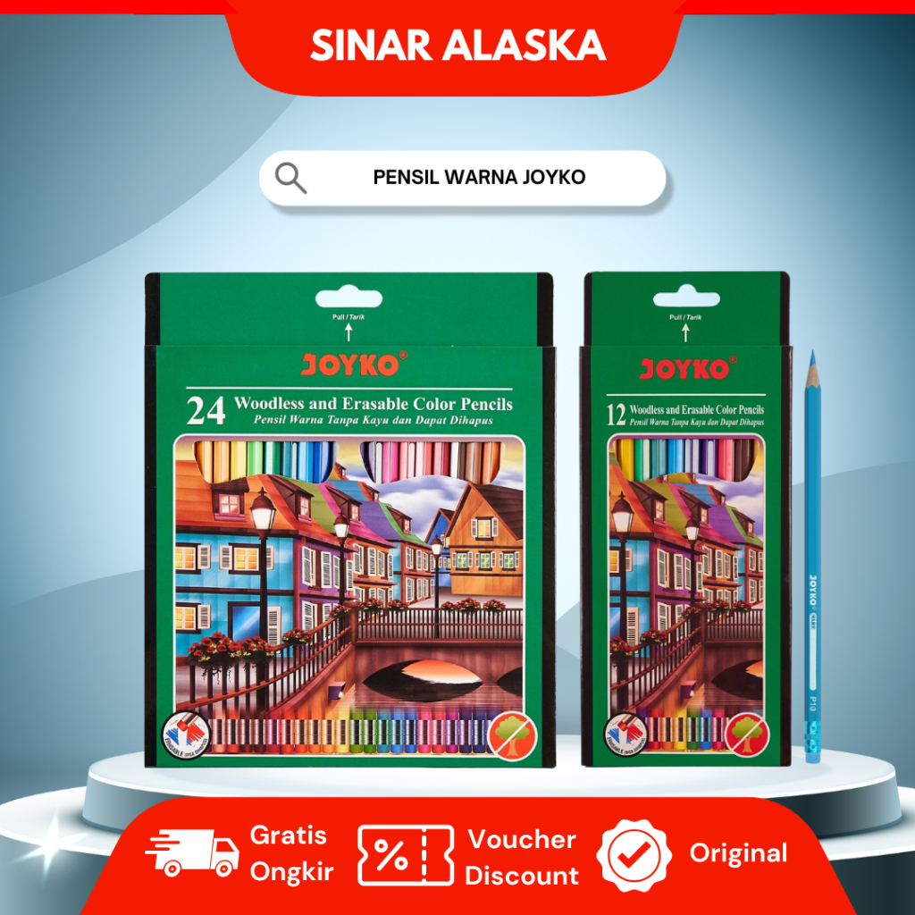 

Joyko Pensil Warna Dapat Dihapus 12 24 Warna Erasable Color Pencils Hexagonal