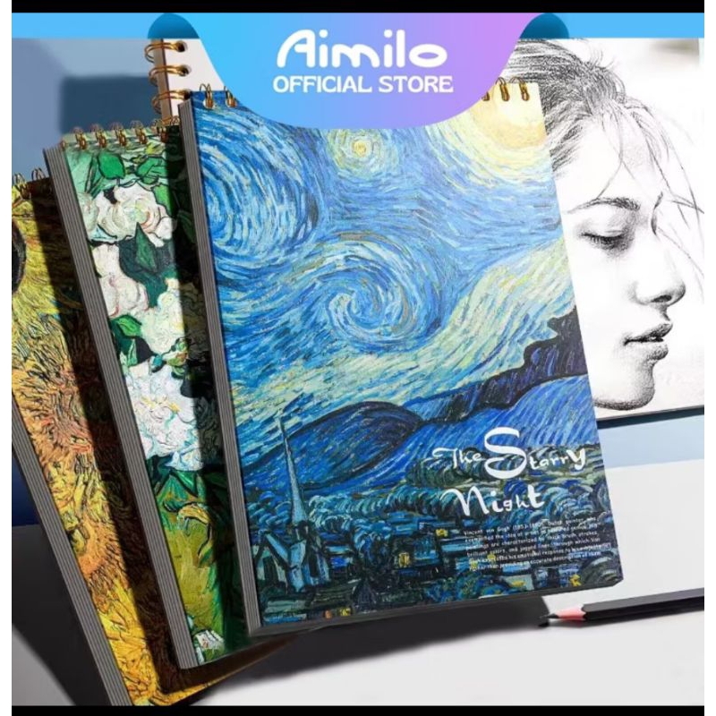 

Sketchbook A4 Buku Gambar Vertikal Jilid Spiral Aesthetic Buku Sketsa 45 Lembar aimilo