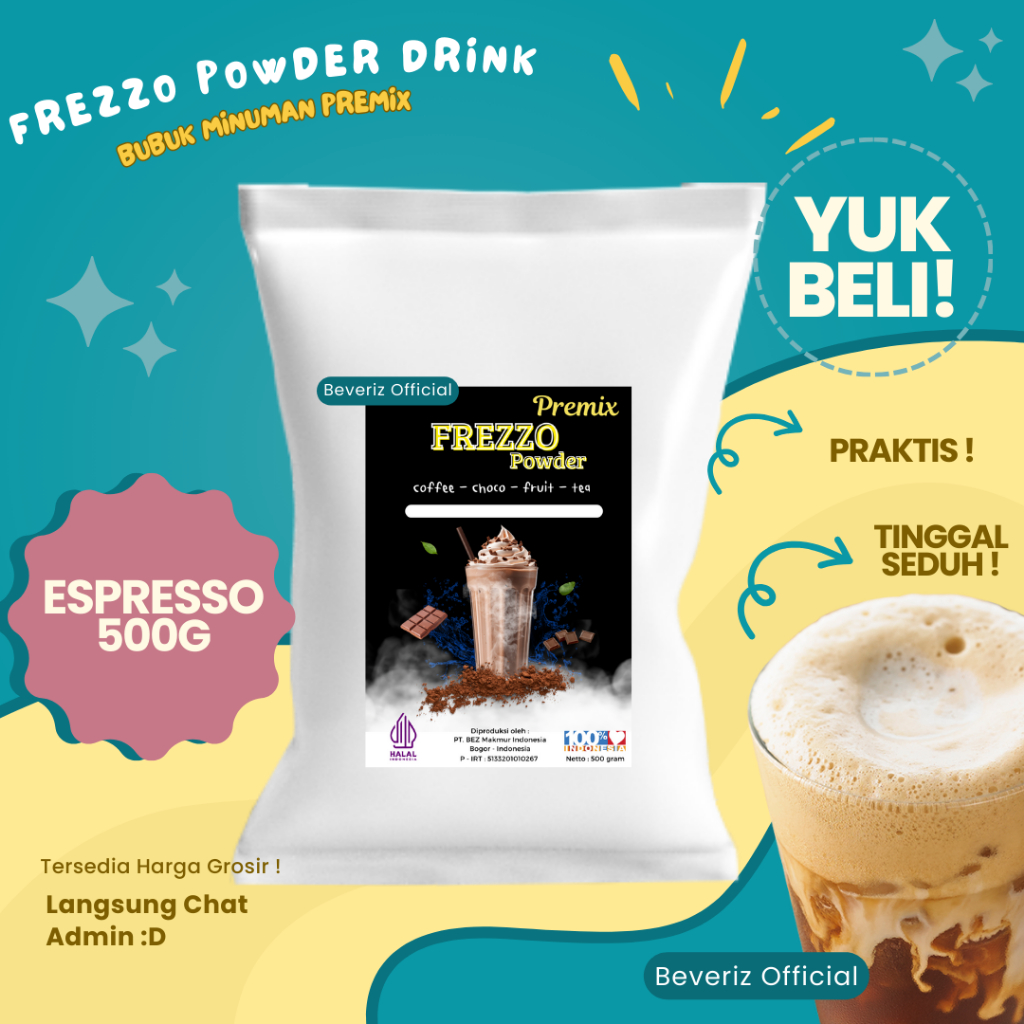 

BEVERIZ Frezzo Bubuk Minuman Rasa Espresso | Boba Powder Drink Espresso 500gram { Bisa COD} {Tersedia Harga Grosir}