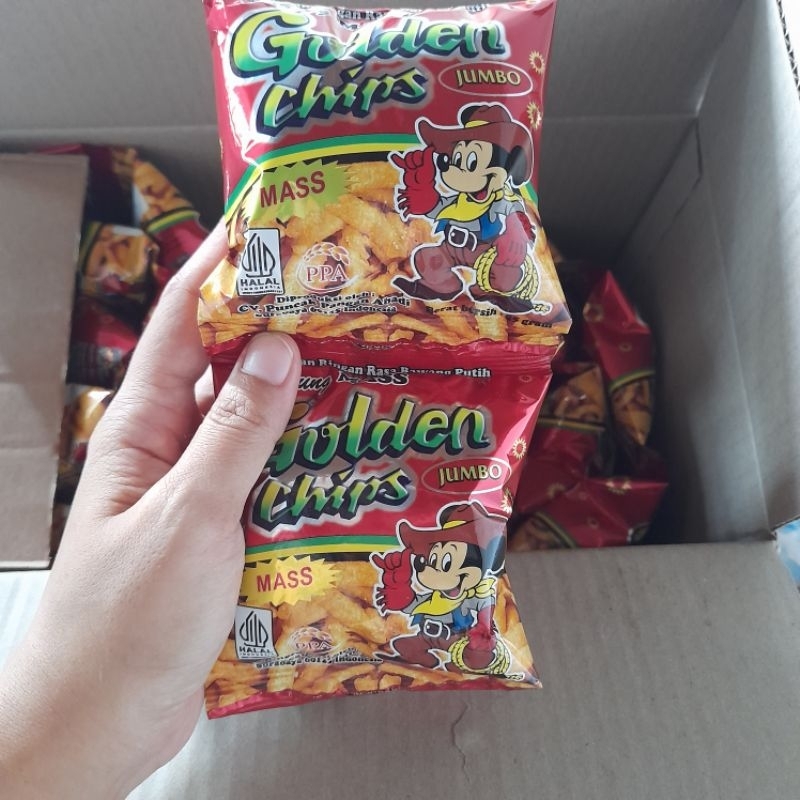 Snack mas potato chips jumbo/Golden Chips 1 renteng isi 10pcs