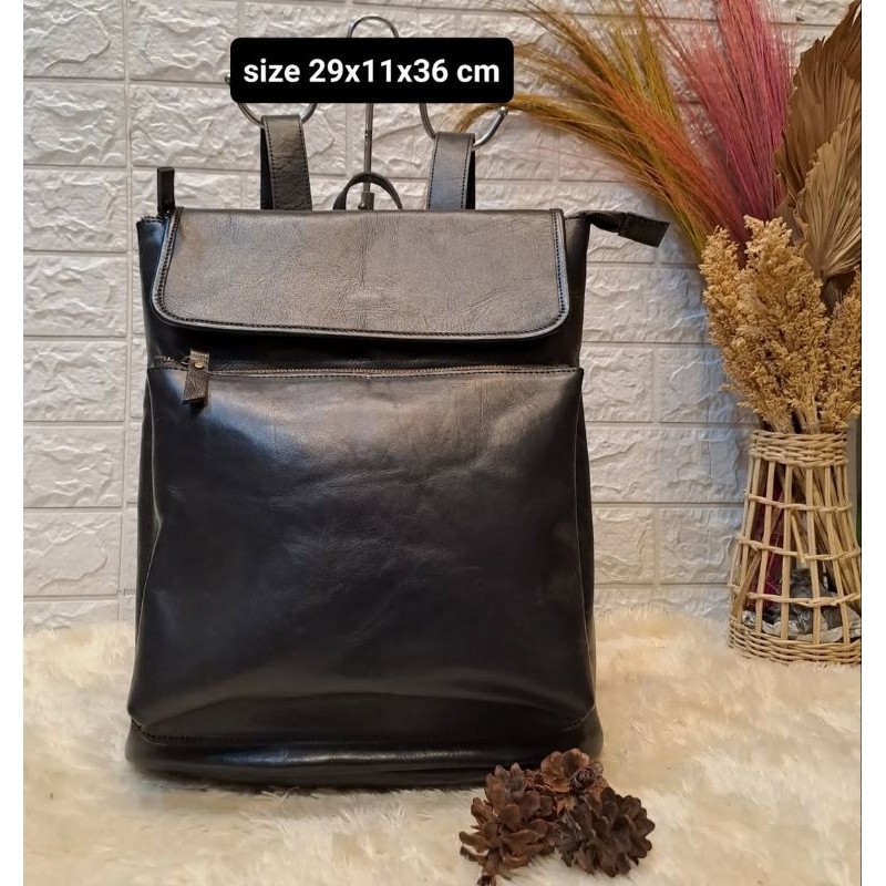 Backpack Tas Ransel Kulit Sapi Asli Muat Laptop 14 inch - Tas Punggung Leather Bag -Tas Pria Tas Wan