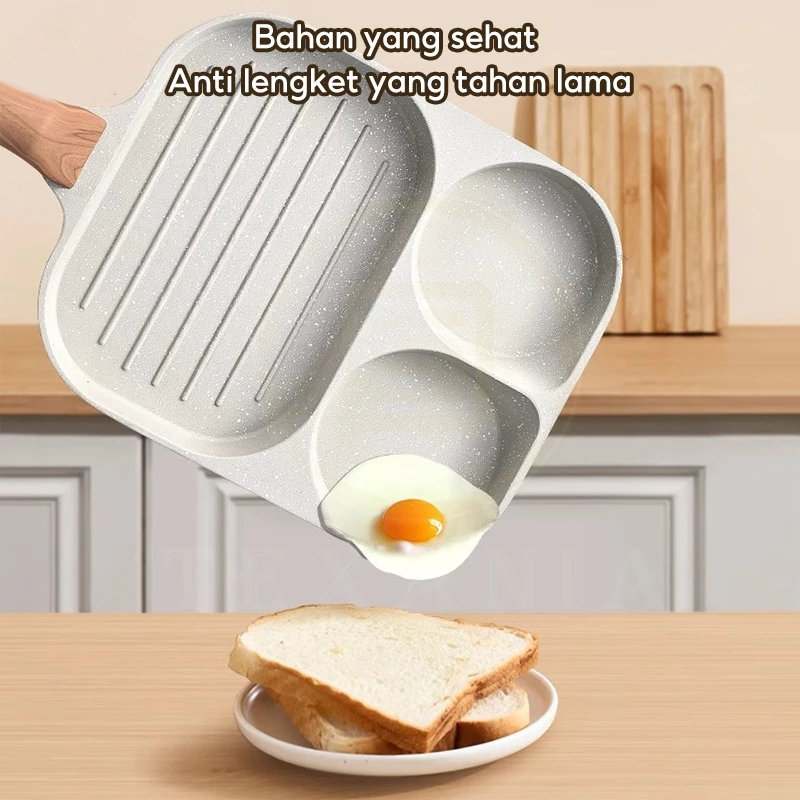 Teflon Omelet Wajan Sekat 3in1 Breakfast Pan Wajan Omlet goreng telur 23Cm