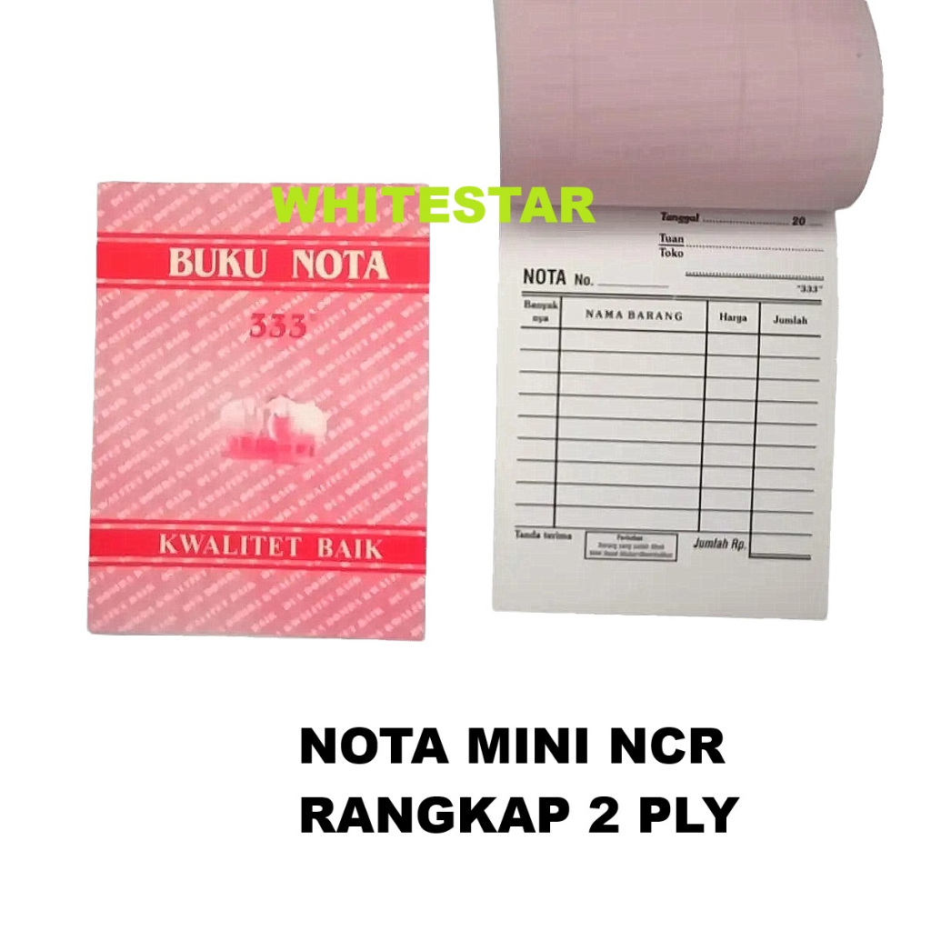 

buku nota kontan mini 333 uk./ ukuran 10,5 x 8 cm ncr rangkap 2 ply