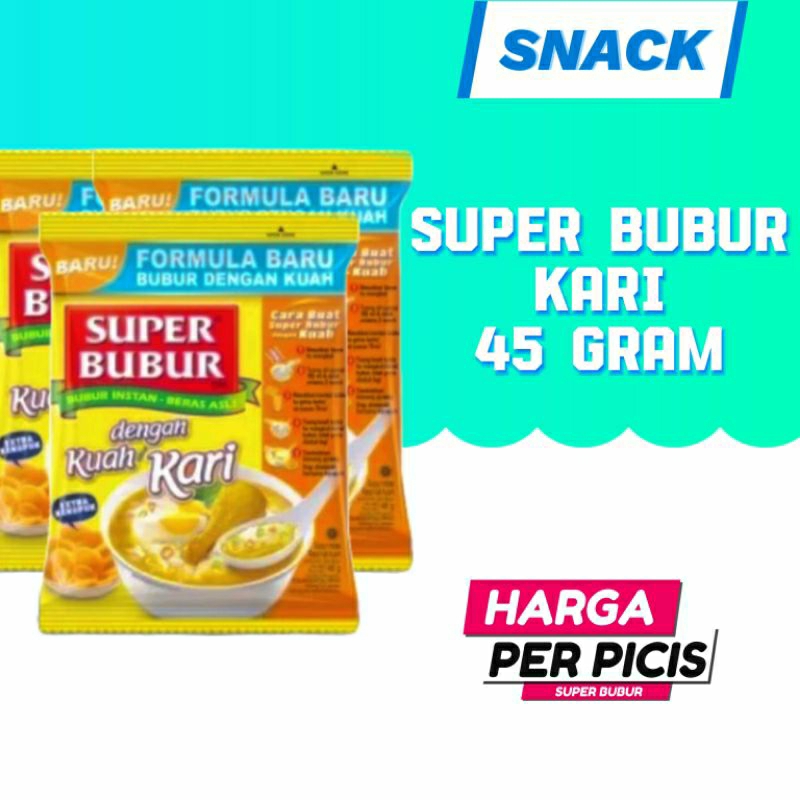 

Super Bubur 45 Gram, Abon Sapi, Kari, Ayam, Soto