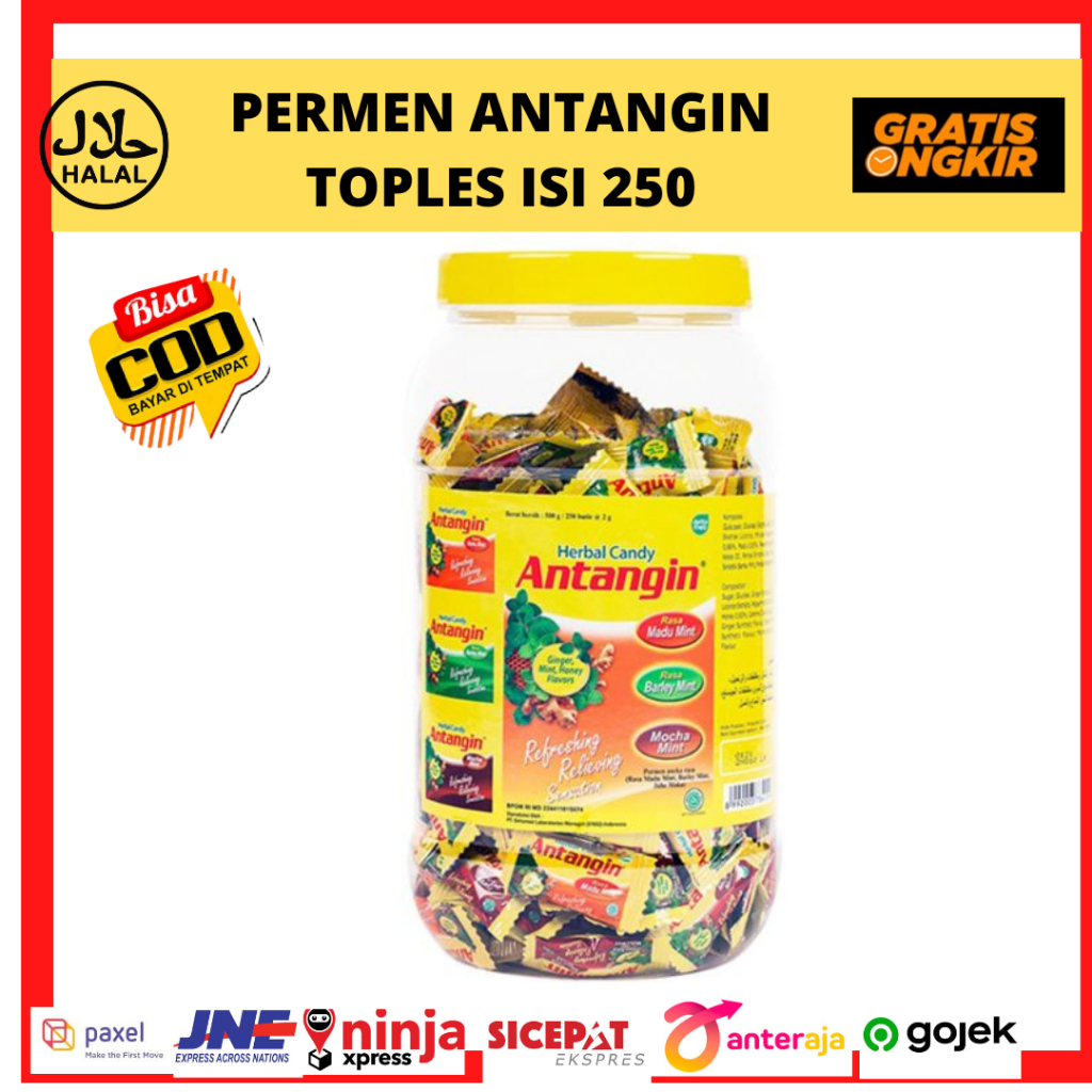 

Permen Antangin Toples isi 250 pcs Halal Herbal Permen Antangin Assorted