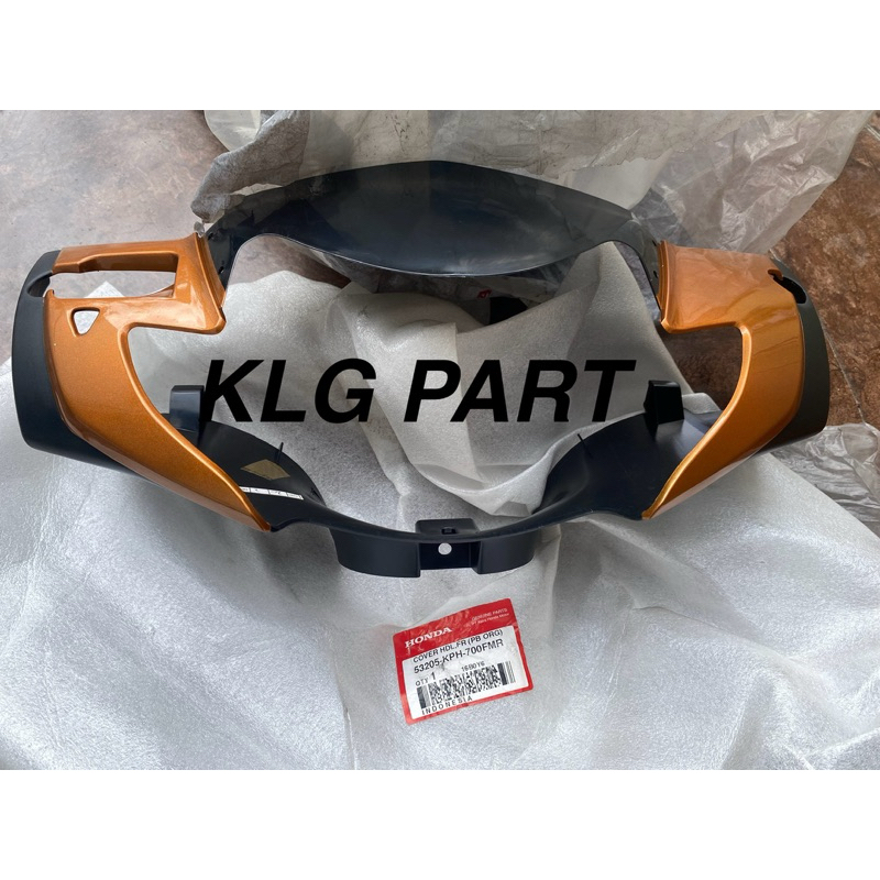 Cover Batok Kepala Depan HONDA Supra X 125 old Hitam Orange ORI AHM