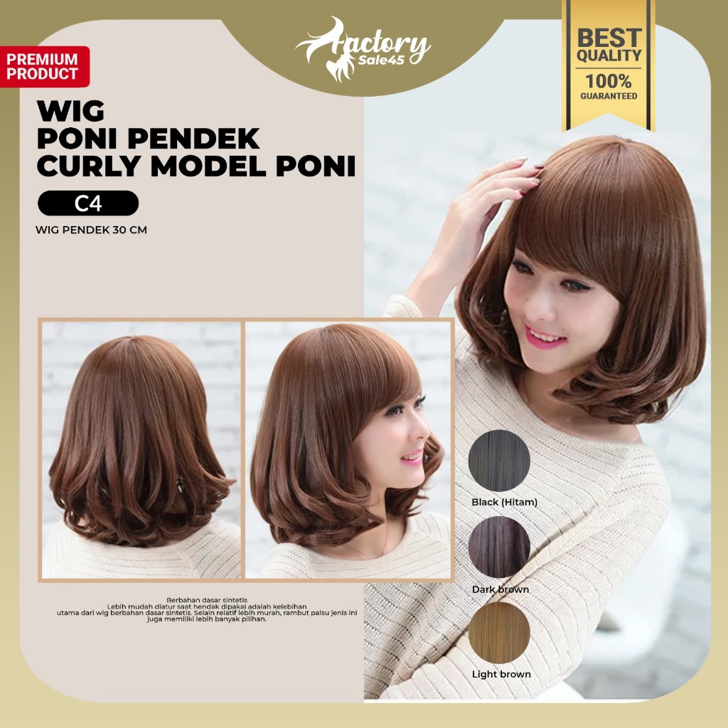 WIG RAMBUT WANITA PENDEK BAHAN SINTETIS / WIG BOB / WIG PONI PENDEK / RAMBUT PALSU BOB MURAH / WIG