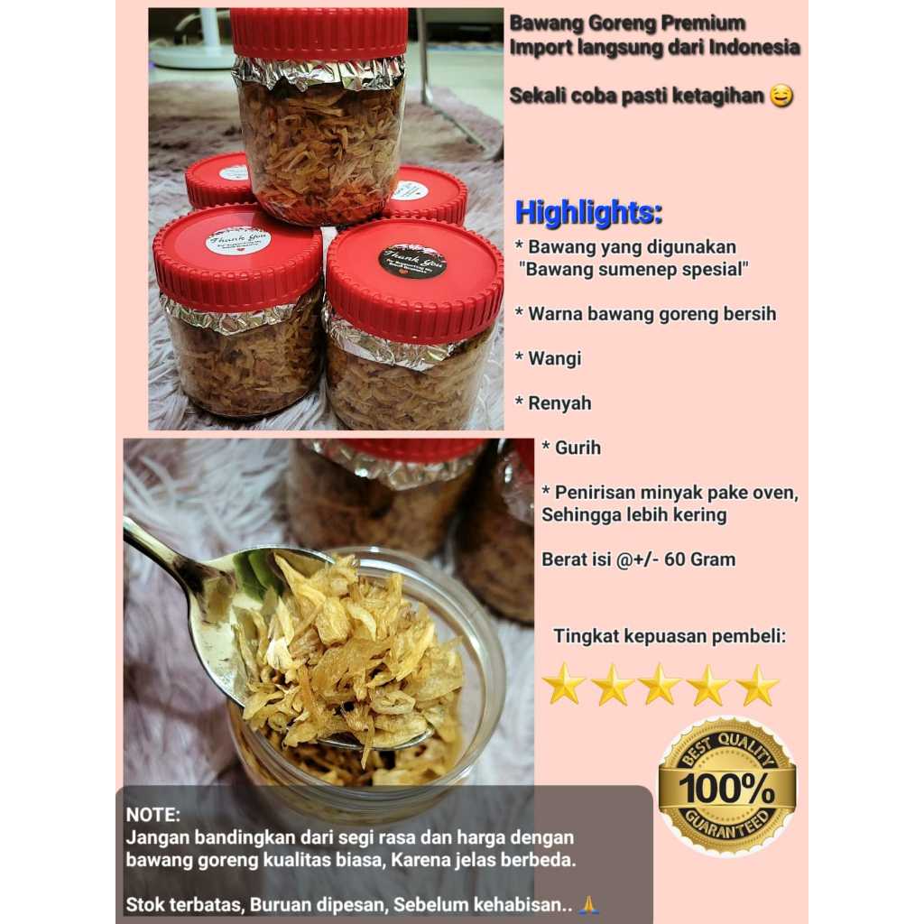 

Bawang Goreng Sumenep Premium Wangi, Garing dan Renyah