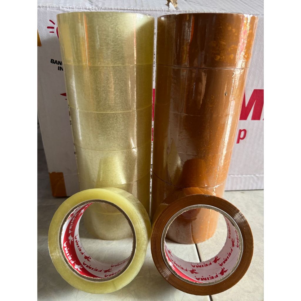 

(6 Pcs) Lakban Bening - Lakban Cokelat Murah Ekomonis 45mm x 90 Yard