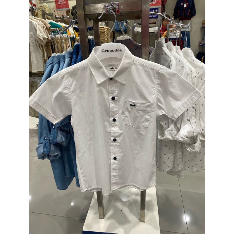 kemeja BRAND CROCODILE ORI formal putih anak lengan panjang pendek