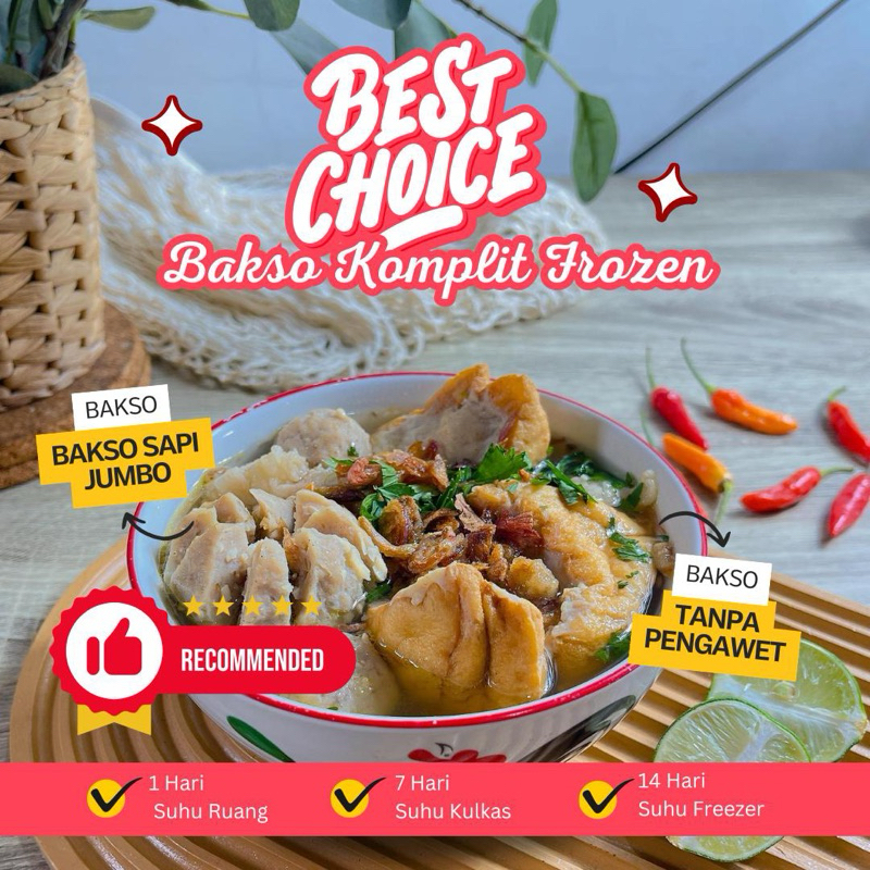 

Bakso urat komplit Hakiki - Frozen ready to cook - 100% HALAL