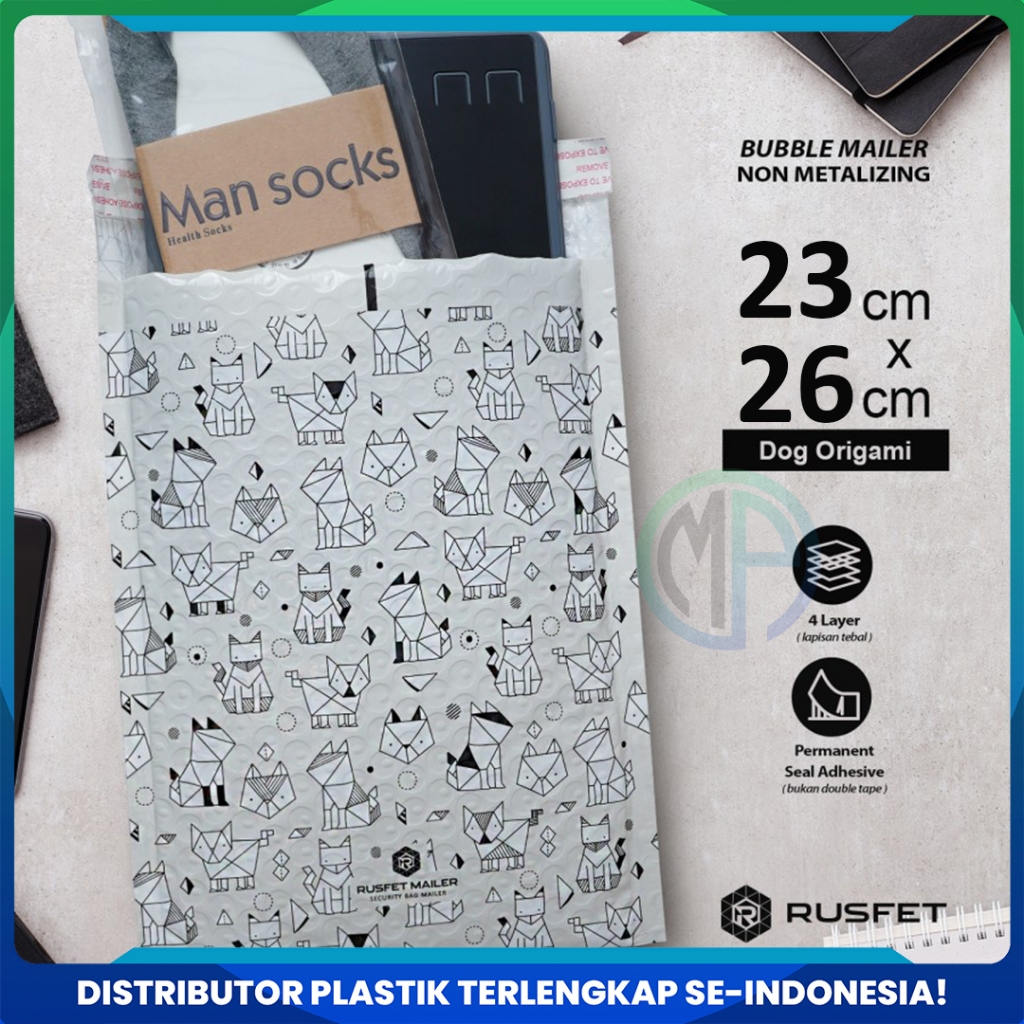 

Amplop Bubble Mailer Bubble Packing Murah Varian Dog Origami 23x26cm