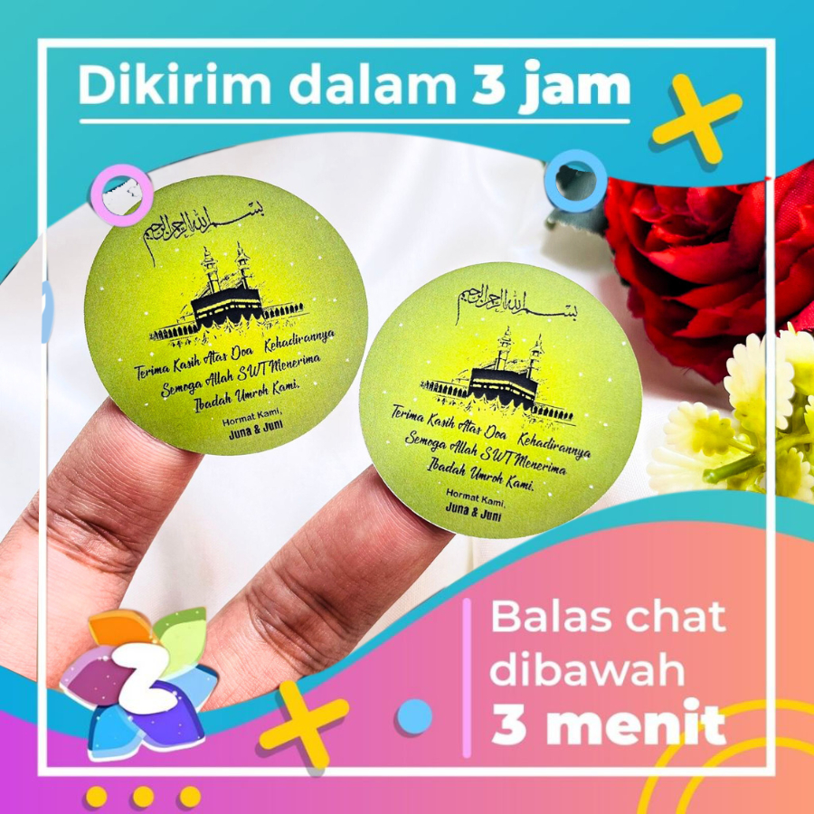 

2-4 Zennida Sticker Haji Umroh Stiker Label Gift From Hadiah Souvenir Free Desain Chromo Bulat Murah