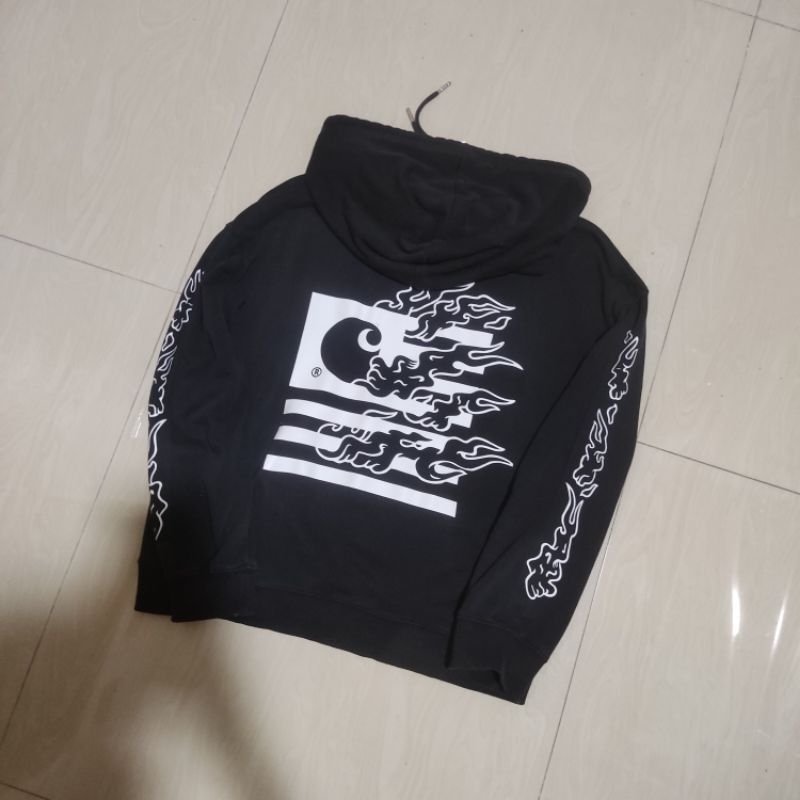 Hoodie carhartt state flame hitam custom