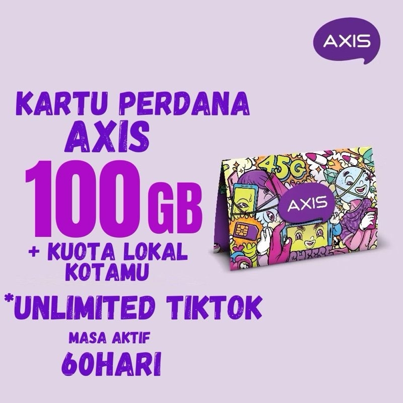 Kartu Perdana Axis kuota 100gb + kuota lokal di kotamu