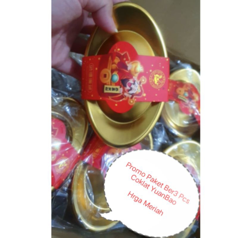 

PROMO Paket Ber3 PCS Coklat Mini Yuanbao +30PCS/Kotak Cokelat Imlek uang emas Cina HALAL