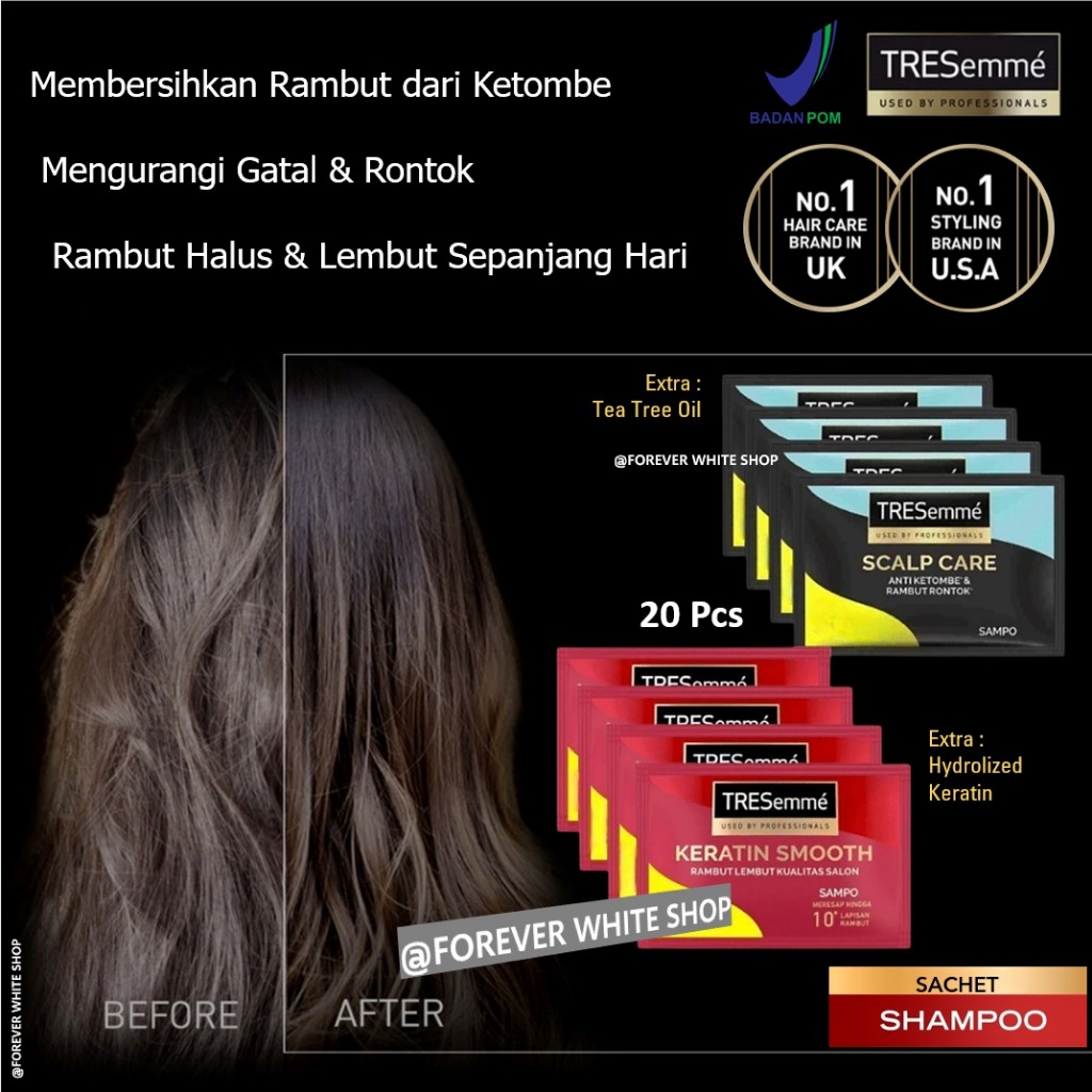 TERMURAH - 20 Sachet Shampoo Tresemme Keratin Smooth & Tresemme Scalp Care 9 ml BPOM Shampoo Tresemm