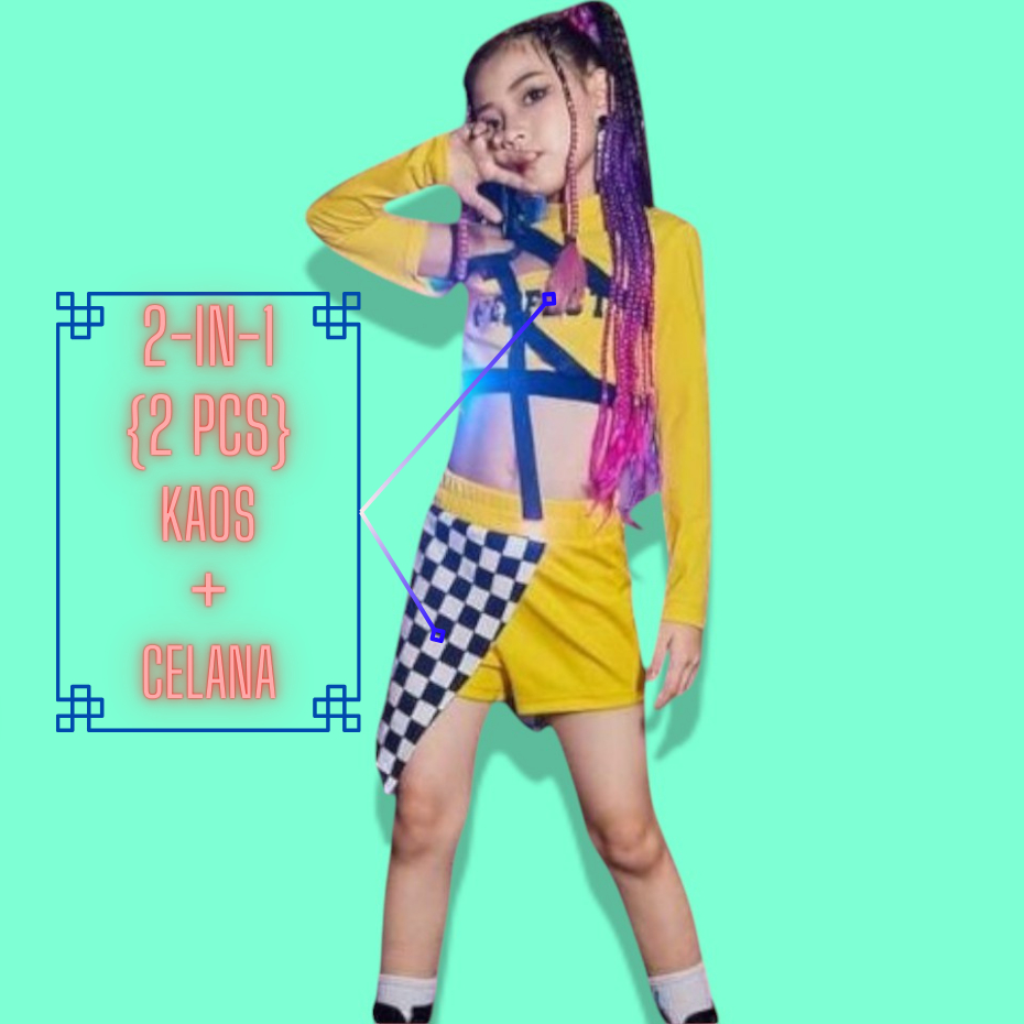 LILIYA Setelan Baju Anak Perempuan 2in1 Anak Perempuan Style Fashion Korea Usia 3 Sampai 14 Tahun