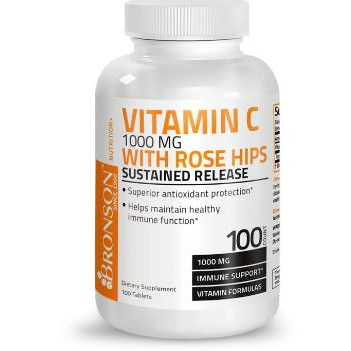 Bronson Vitamin C 1000mg Sustained Release Rose Hips 105mg Antioxidant Healthy Immune Function