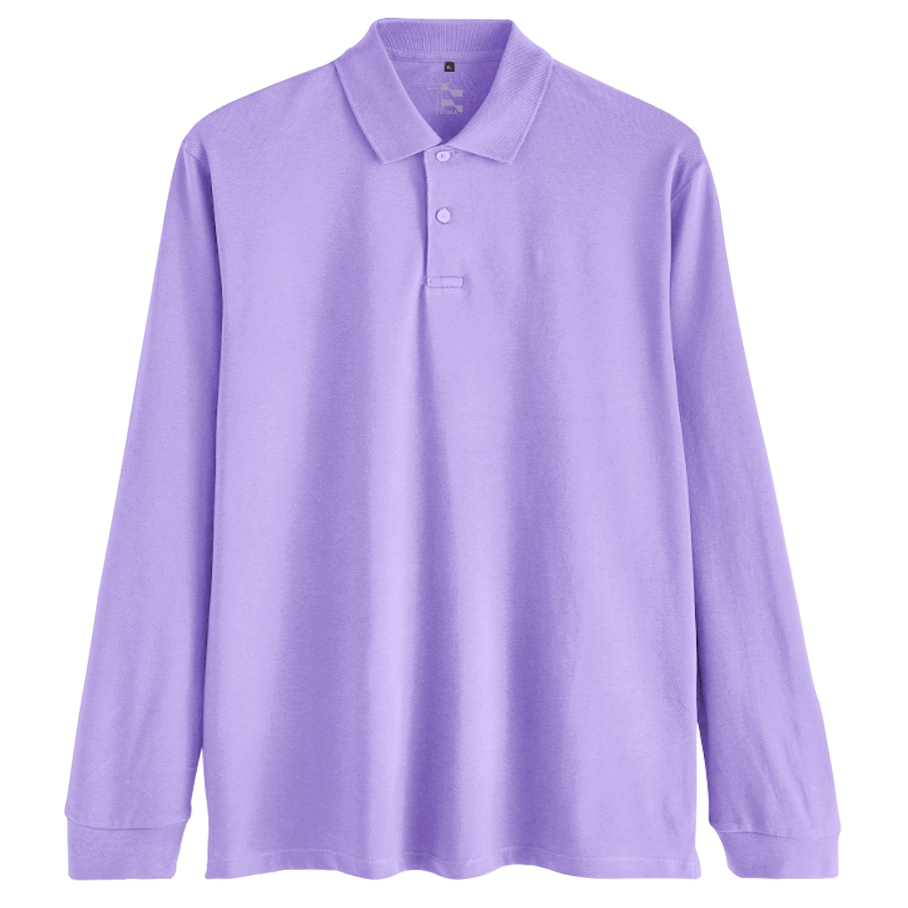 Kaos Polo Kerah Lengan Panjang Polos Terkeren Pria & Wanita Baju Kerah - Lilac