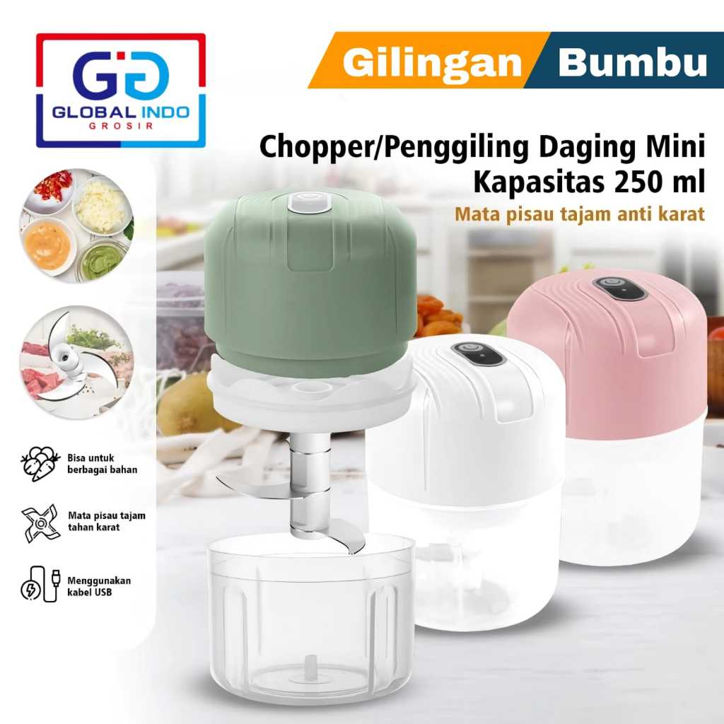 

Mini Chopper Food Blender Gilingan Elektrik Portable Bumbu Dapur Bumbu dan Daging USB