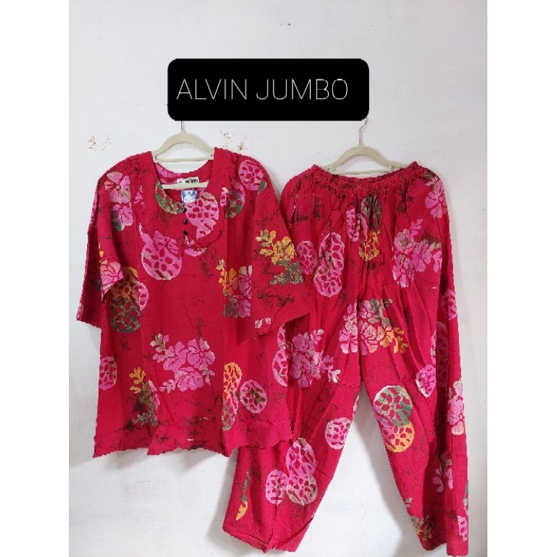 Setelan Celana Panjang Batik Alvin Ukuran Jumbo Lengan ¾