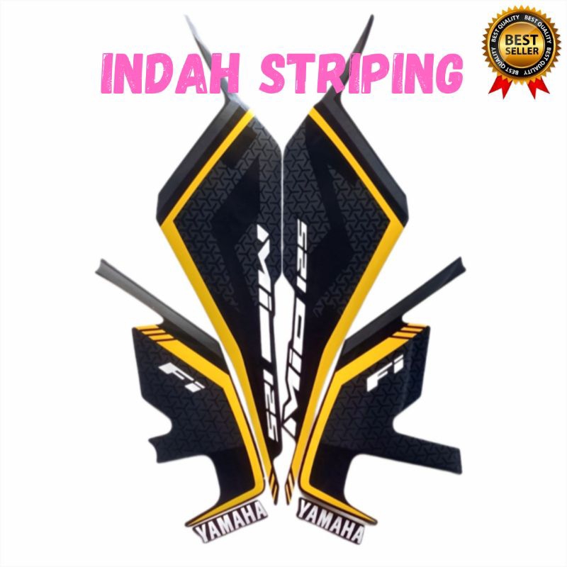 STRIPING STIKER LIS MOTOR MIO M3 TAHUN 2020 2021 WARNA KUNING HITAM