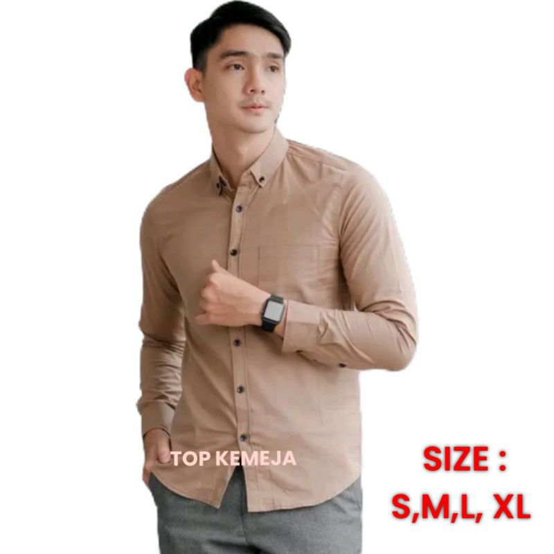 Kemeja coksu pria Kemeja coksu pria lengan panjang Kemeja coklat susu pria Kemeja coklat susu pria l