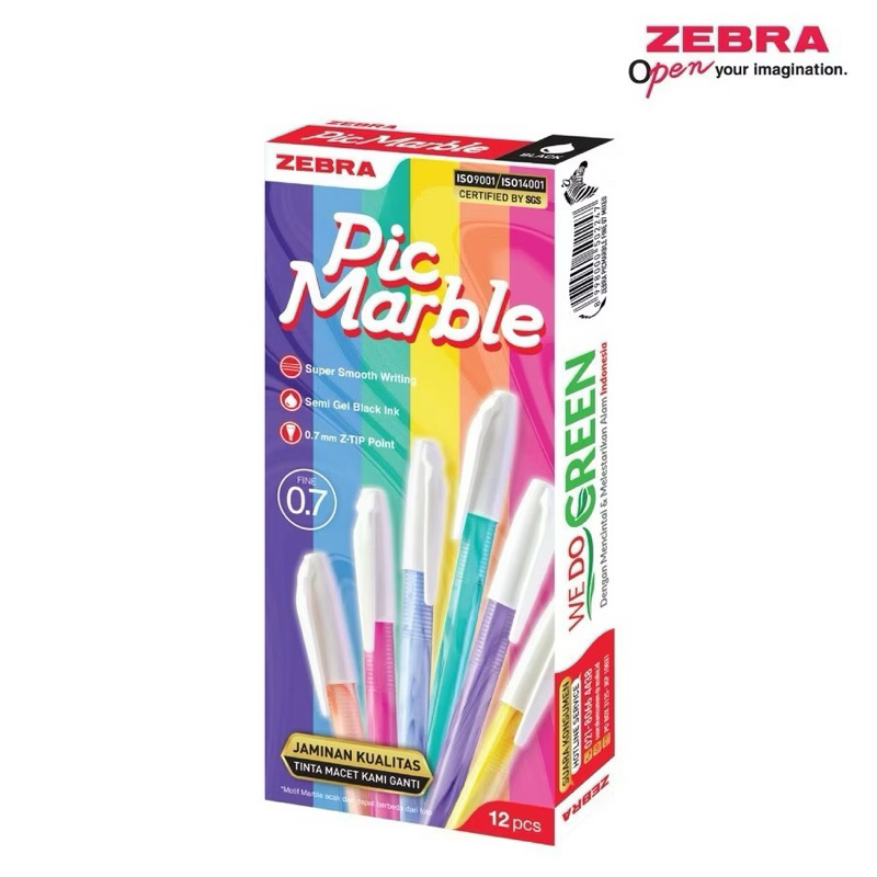 

pulpen semi gel zebra pic marble 0.7mm black