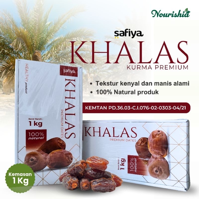 

Kurma Khalas SAFIYA 1 kg - Khalas Premium Pure Dates Natural Superfood