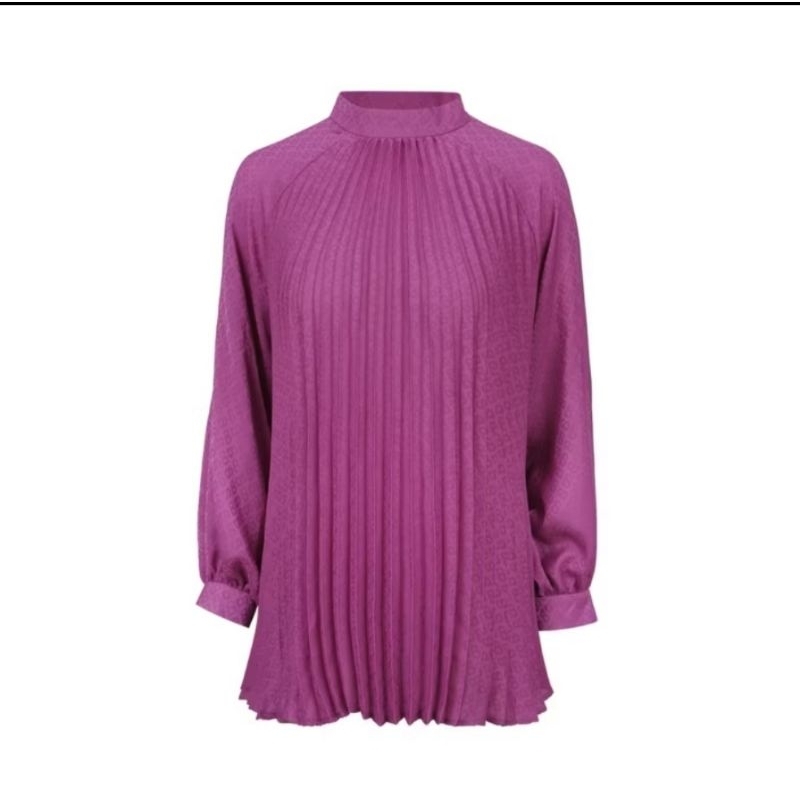 MONOGRAM SATIN PLISKET BLOUSE BUTTONSCARVES