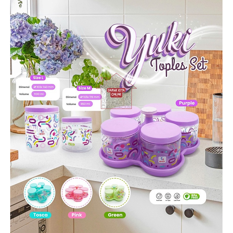 Yuki Toples Set / Toples Kue Kering Lebaran / Toples Set 5 Large / Yuki Set 5 Large 1.100ml / NAMPAN