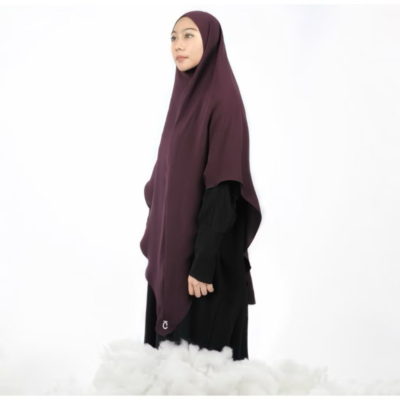 Preloved Sheera khimar chadaree dark plum mazen anti uv