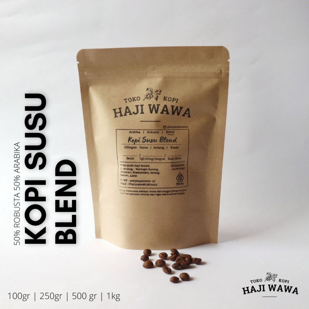 

KOPI SUSU BLEND - 1 KG - 50 Arabika 50 Robusta Blend - Toko Kopi Haji Wawa - Kopi Bubuk, Biji Kopi