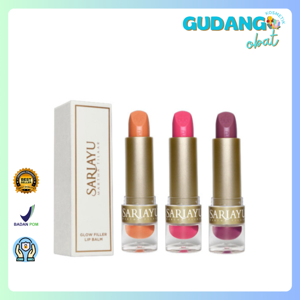 Sariayu Glow Filler Lip Balm Cherry, Grape, Peach -  Bibir pecah pecah, Pelembab Bibir