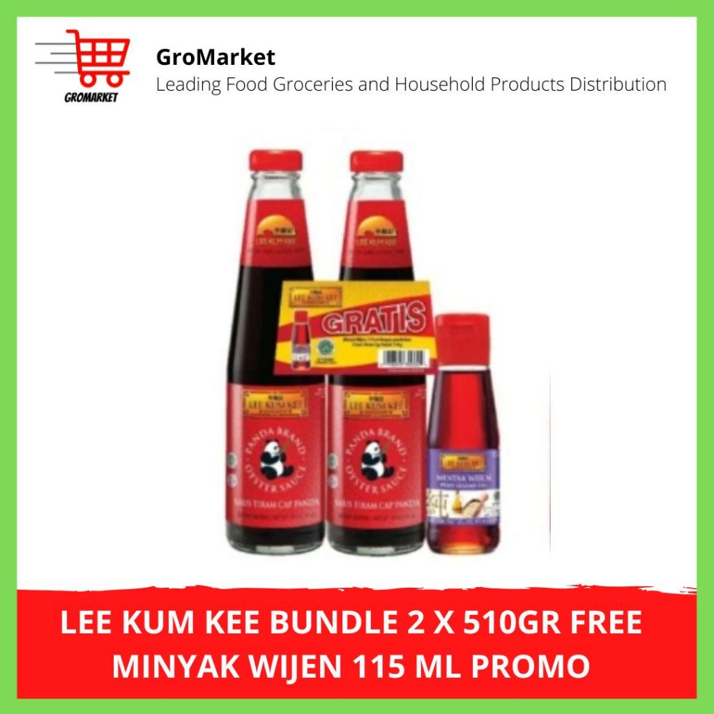 LEE KUM KEE Oyster Sauce Saus Tiram Panda 2 x 510 gr FREE MINYAK WIJEN 115 ML PROMO