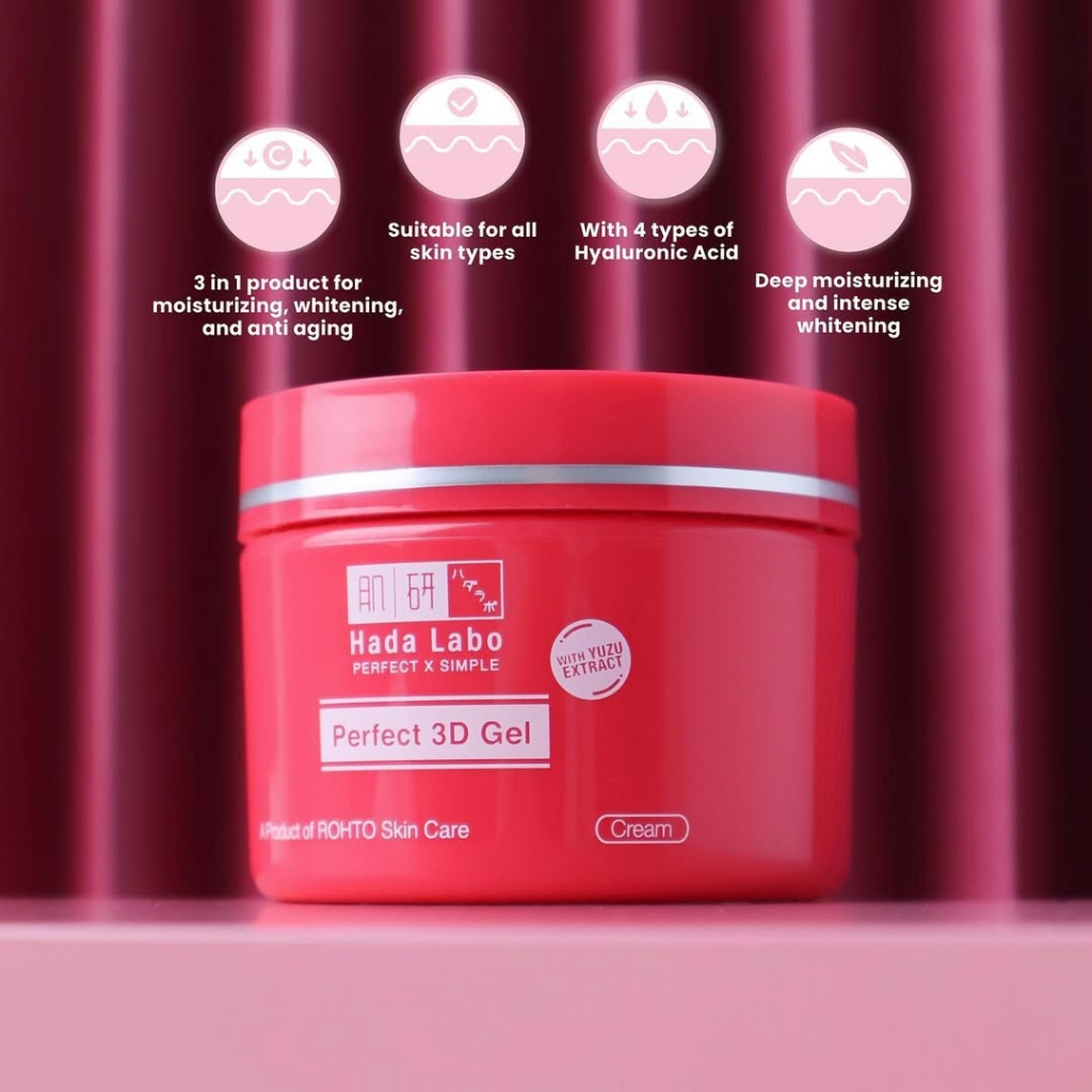 HADA LABO Perfect 3D Gel 40gr || Night Cream Moisturizing || Whitening Anti Aging Complete Gel