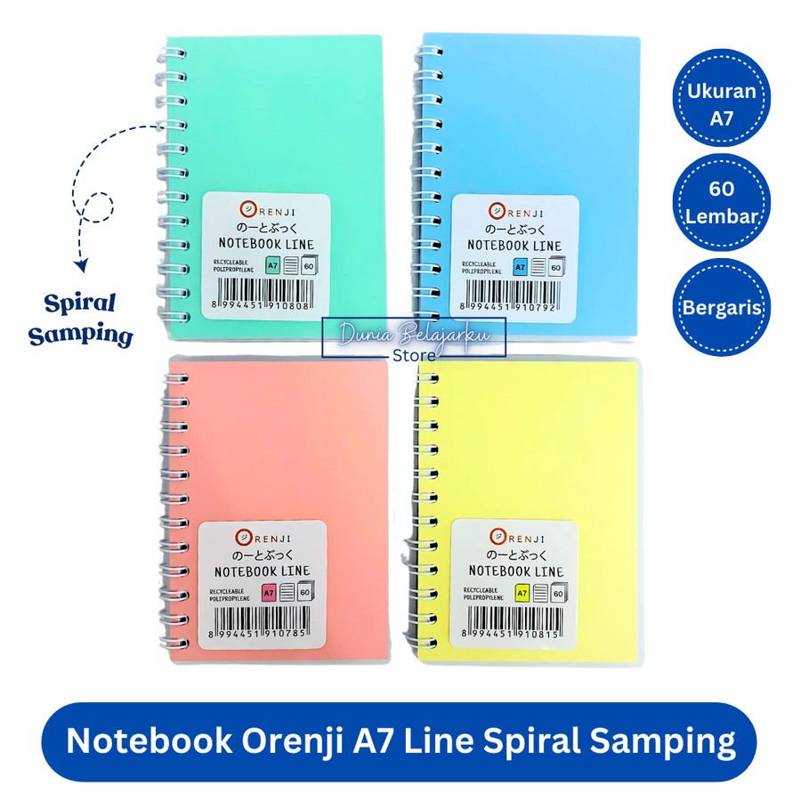 

Notebook Orenji A7 Line Spiral Samping Pastel 60 Lembar Buku Agenda Catatan Bergaris