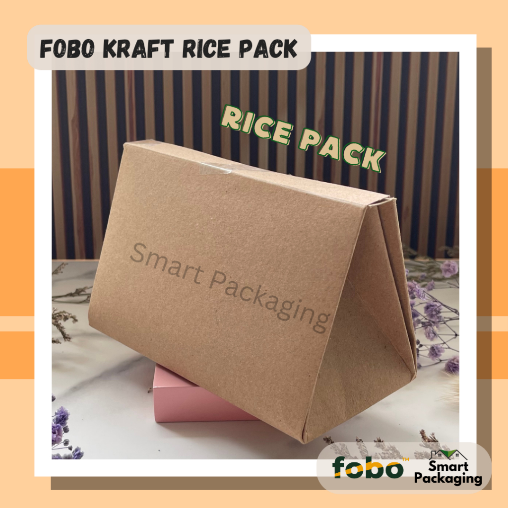 [ISI 50 PCS] FOBO Kraft Paper Rice Pack / Kertas Bungkus Nasi Kekinian / Kertas Pembungkus Nasi Lami