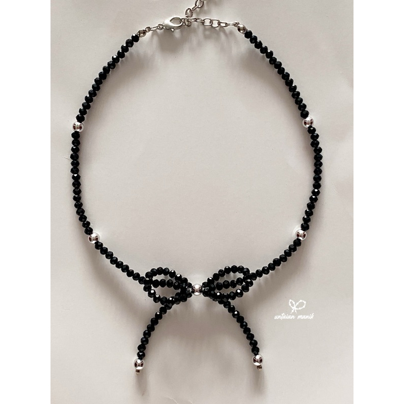 Untaian Manik - Black Ribbon Necklace - Kalung Manik