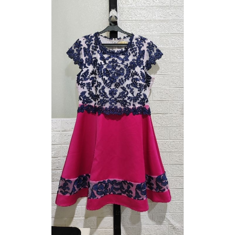 Dress Terusan Wanita Brokat Warna Pink (Preloved)