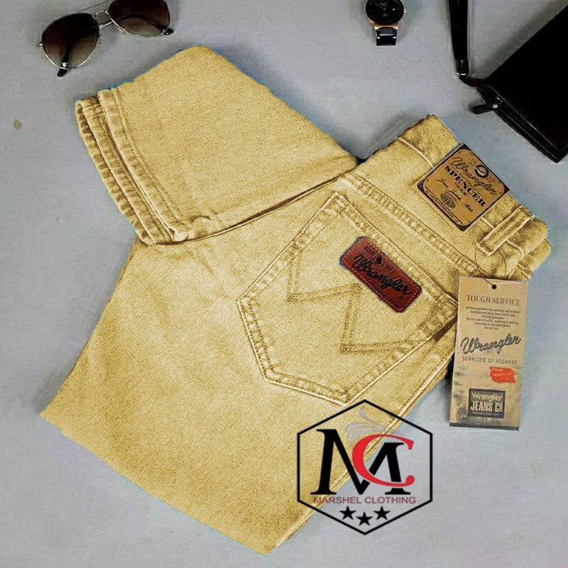 Celana Jeans Cream Panjang Pria Standar Wrang'ler / Celana Jeans Cowok Standar Reguler ( 28-38 )