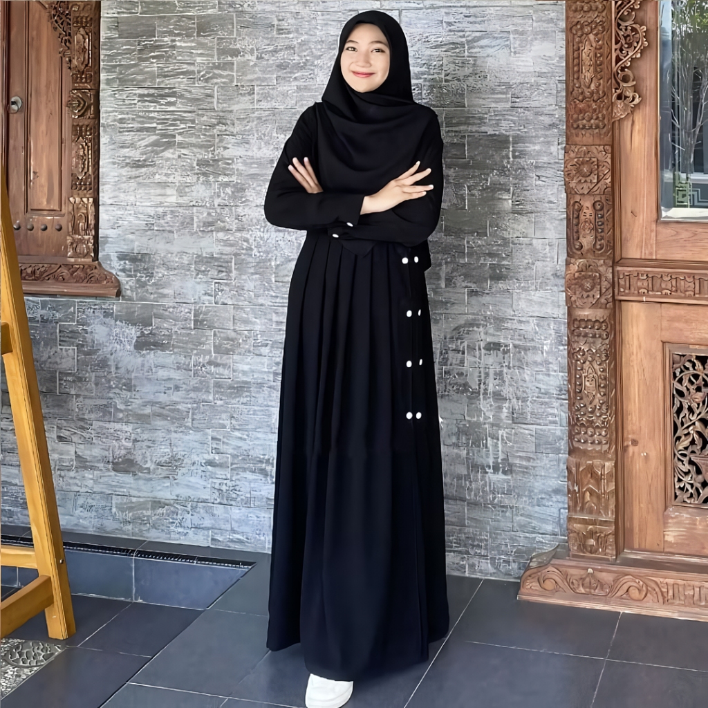 BALQIS gamis remaja tanggung cringkle kekinian baju muslim anak perempuan korean style