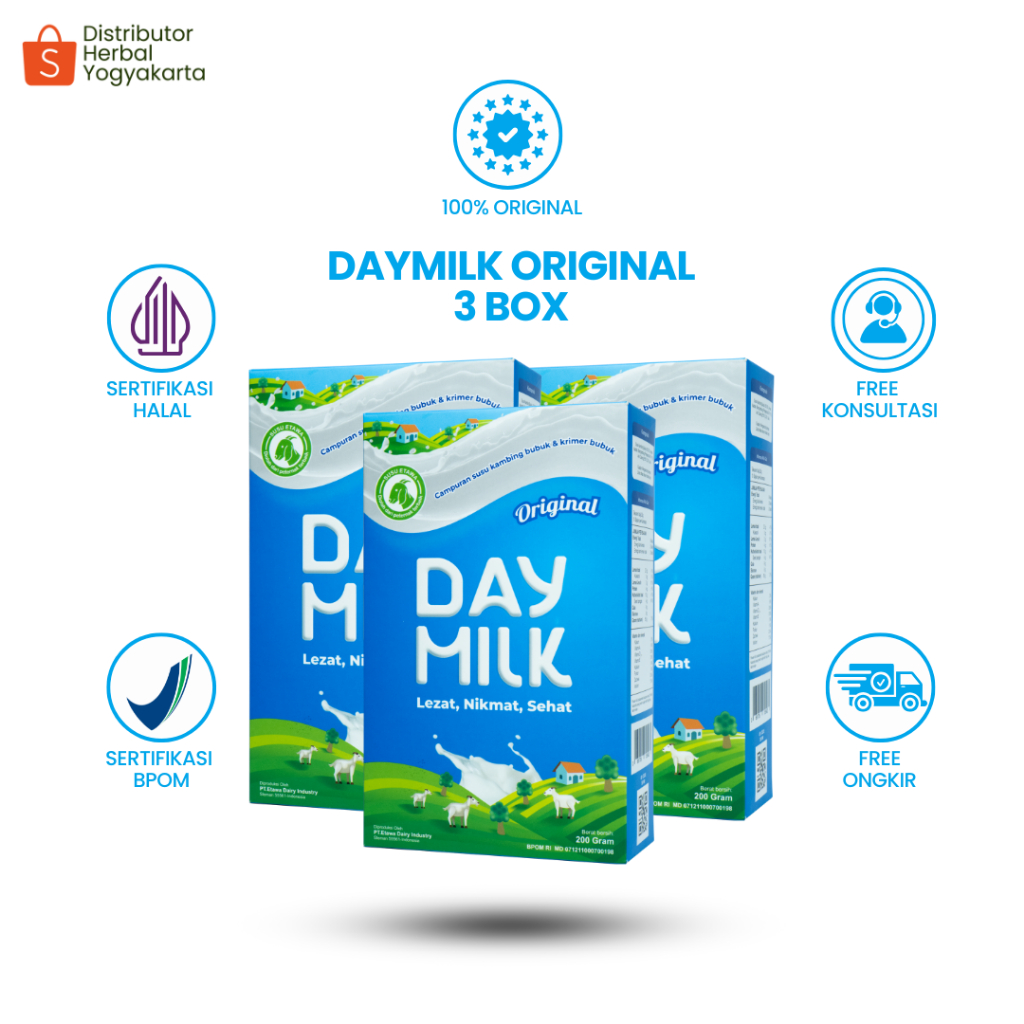 

Daymilk Rasa Original - Susu Kambing Etawa Untuk Tulang , Sendi , Pernafasan & Jantung - 3 BOX