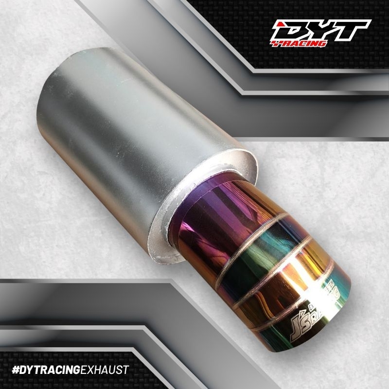 Knalpot mobil JS RACING pelangi ujung stainless tabung galvanis spek suara bass kering untuk Agya Av