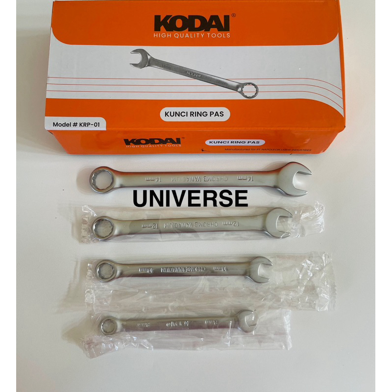 Grosir (12 pcs) Kodai kunci ring pas set pas 8-10-12-14 mm kunci ring pas serbaguna set tools